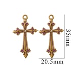 Purple / 1 Piece Classic Retro Style Cross Shape Stainless Steel  Gold Color Women's Pendant Picture15